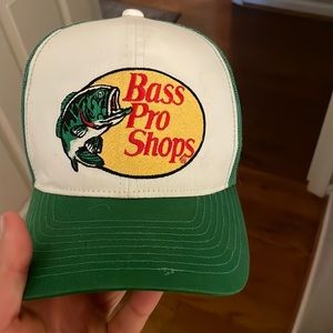 green bass pro hat barley worn